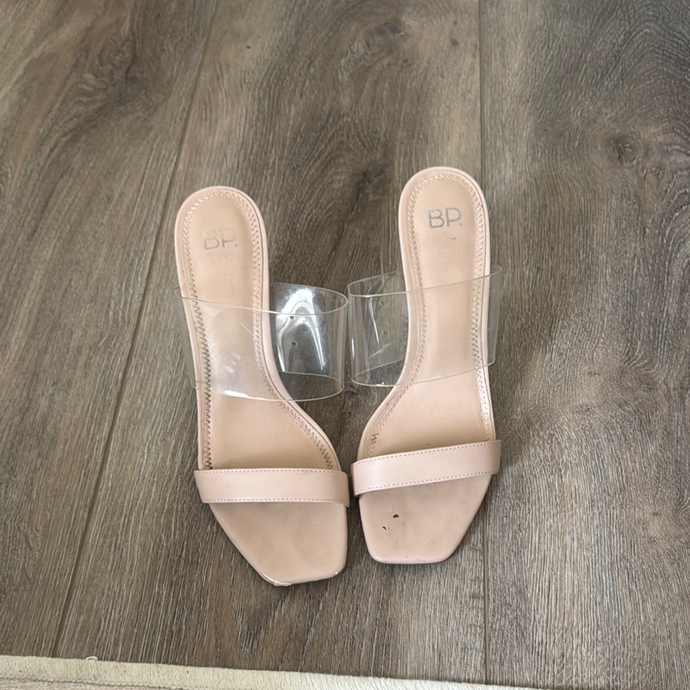 bp Tan & Clear Block Heels
